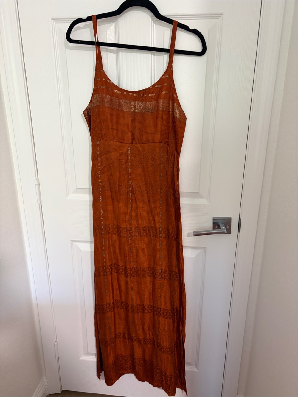 Rust Orange Lace-Trim Slip Dress - Women's